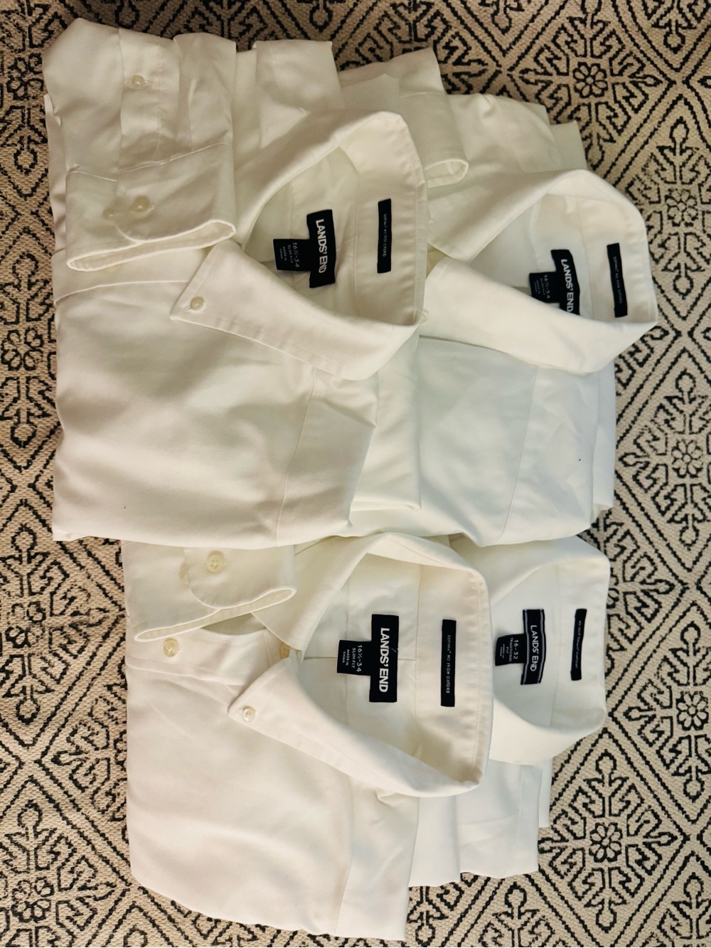 Lot of 6 total Lands' End and Nordstrom Men's White Dress Shirt Bundle